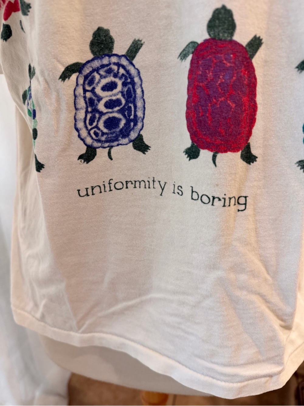 Vintage Anvil Turtle Graphic T Shirt Uniformity Is Boring Made USA Large Turtles - Picture 2 of 5